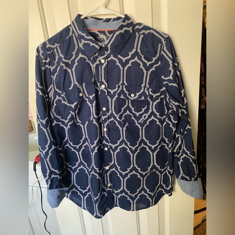 Navy and white button down shirt - St John’s Bay size L